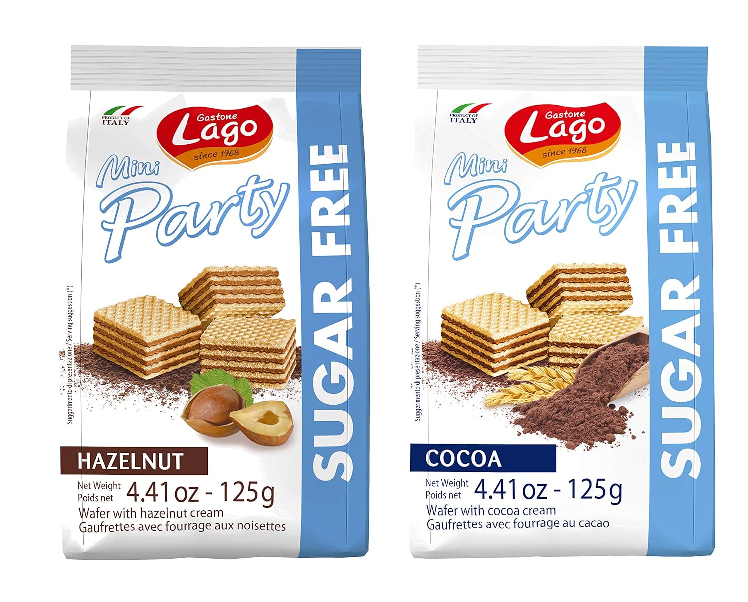 Lago Mini Party Sugar Free Wafers with Hazelnut Cream, 125g & Mini