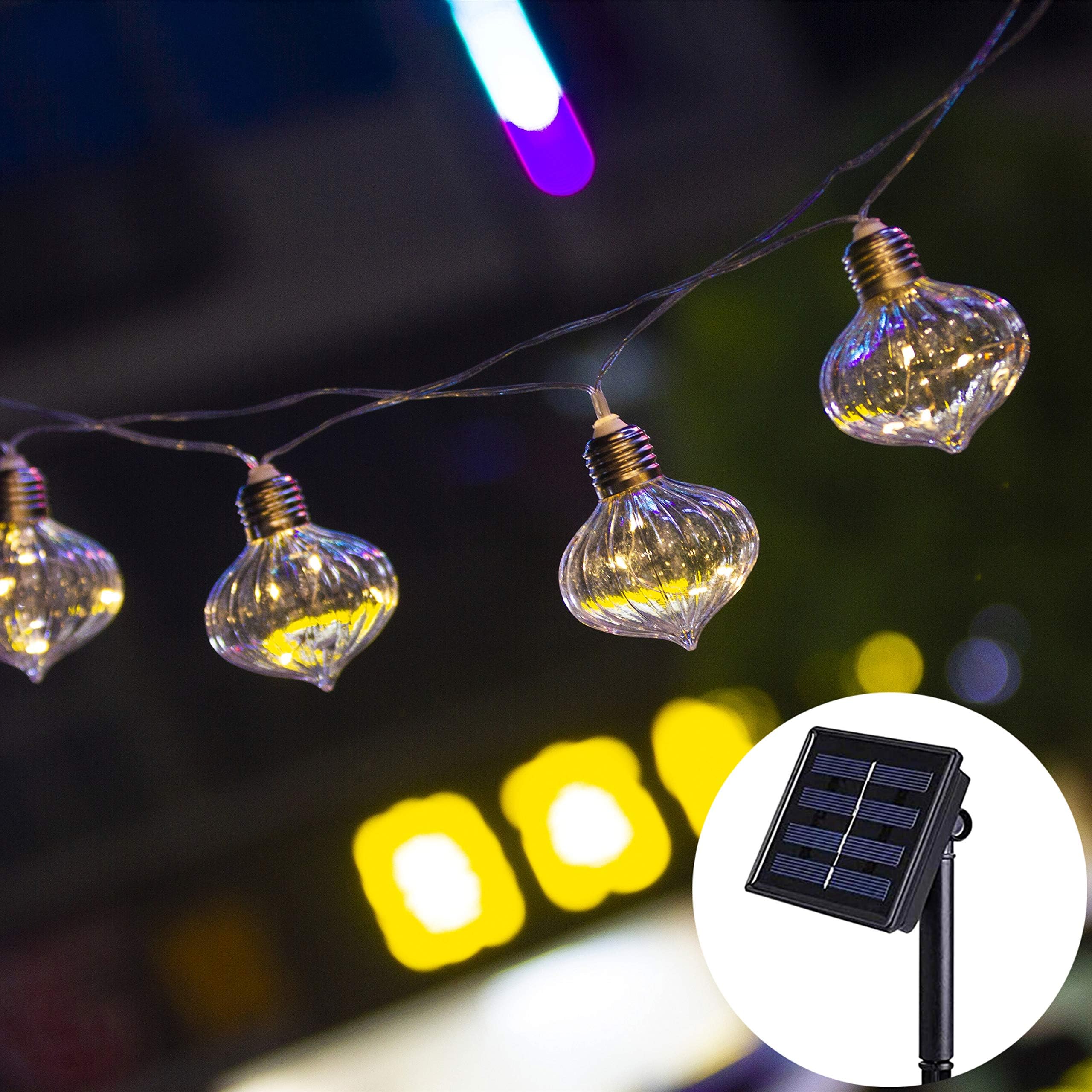 Elnsivo Onion Shape10LED Fairy String Lights Solar Operated Waterproof Bulbs Decorative Light Chain Hanging Lighting for Indoor/Outdoor Home,Garden,Xmas Tree,Patio,Yard(Solar Onion String Lights)