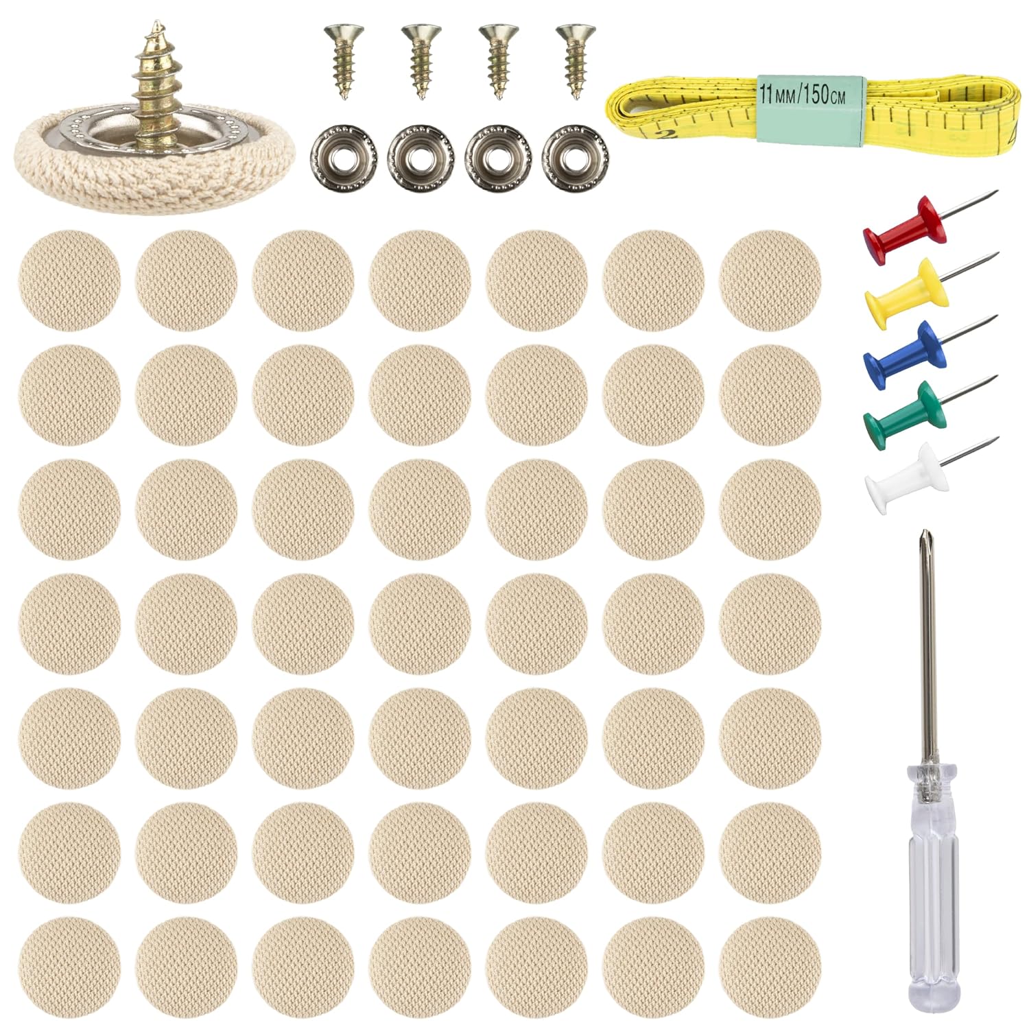 50 Set Car Roof Headliner Repair Kit, Car Ceiling Fabric Repair Kit, 202 Pcs Auto Roof Snap Rivets Retainer for nterior Ceiling Cloth Fixing Repair Buckle with Installation Tool (Beige Grid)