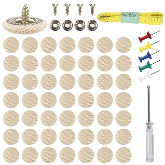 50 Set Car Roof Headliner Repair Kit, Car Ceiling Fabric Repair Kit | 202 Pcs Auto Roof Snap Rivets Retainer for nterior Ceiling Cloth Fixing Repair Buckle with Installation Tool Beige Grid