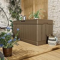 Vista 10 de Greesum Caja de 31 galones para exteriores, cajas de almacenamiento para exteriores para todo tipo de clima, para muebles de patio, caja de entrega