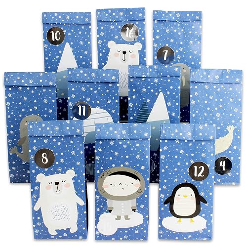 Papierdrachen calendario de adviento DIY para rellenar - animales de polo para pegar