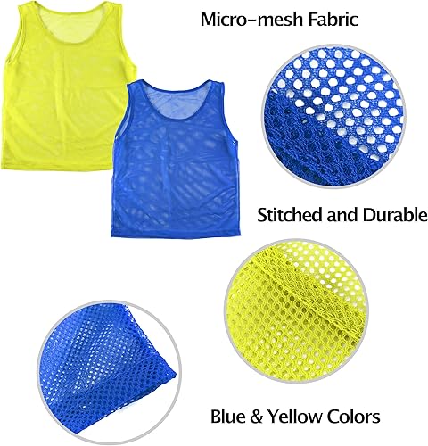 Miniatura 13 de Super Z Outlet 12 Pinnies Scrimmage - Chalecos de entrenamiento en equipo para niños, jóvenes, adolescentes, ligeros Rojo/Azul