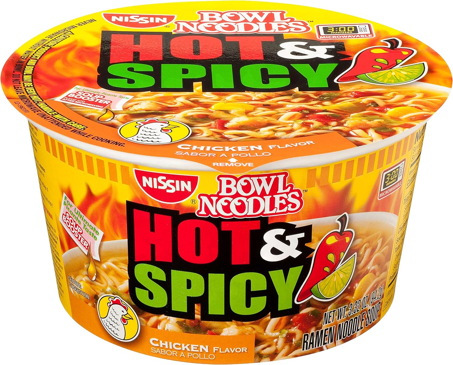 Nissin Hot and Spicy Bowl Noodles Chicken, 3.32 Ounce (Pack of 12) Amazon.ca