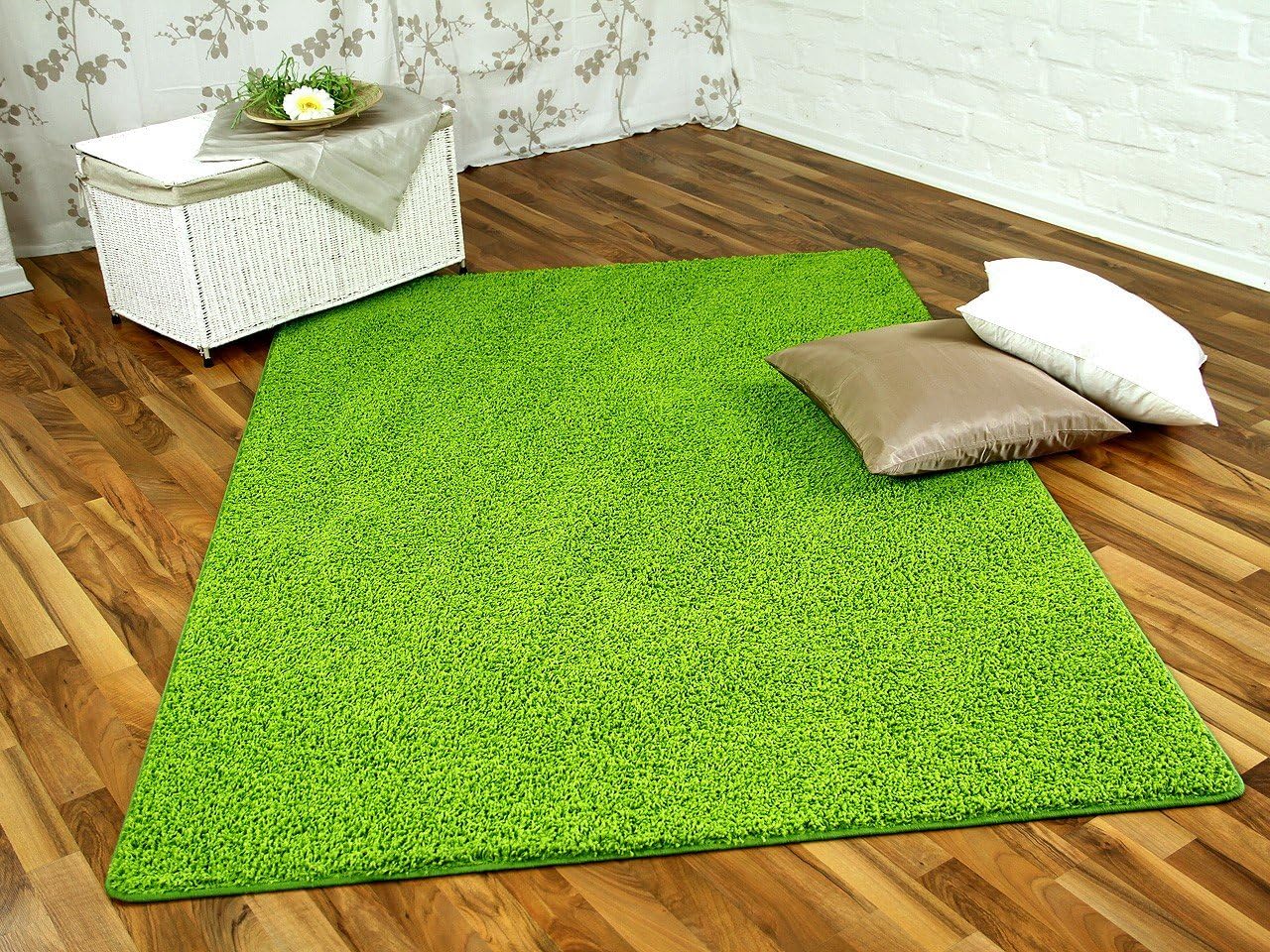 Prestige Deep Pile Shaggy Rug Lime Green in 24 Sizes 07) 100x200 cm