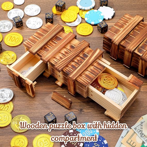 4 Pcs Secret Puzzle Box with Compartments Disentanglement Game for Adults Secret Puzzle Drawer Wooden Gift Boxes Game for Adults