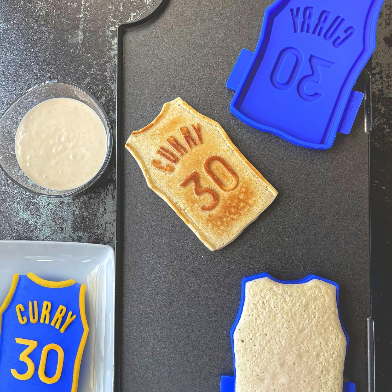 NBA Licensed Stephen Curry Jersey Silicone Mold, For Basketball Fans, Pancakes, Pizza, Cakes, Brownie, Chocolate, and More, Perfect for Game Day Treats, Non-Stick,Dishwasher Safe