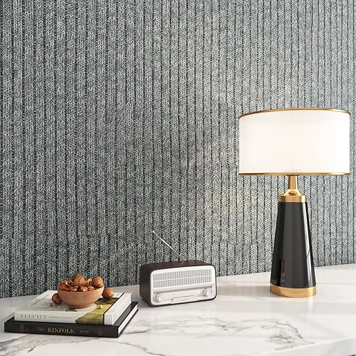 Miniatura 6 de FunStick Papel tapiz de color gris moderno para despegar y pegar, papel de pared de tela de punto para dormitorio, baño, apto para inquilinos, papel
