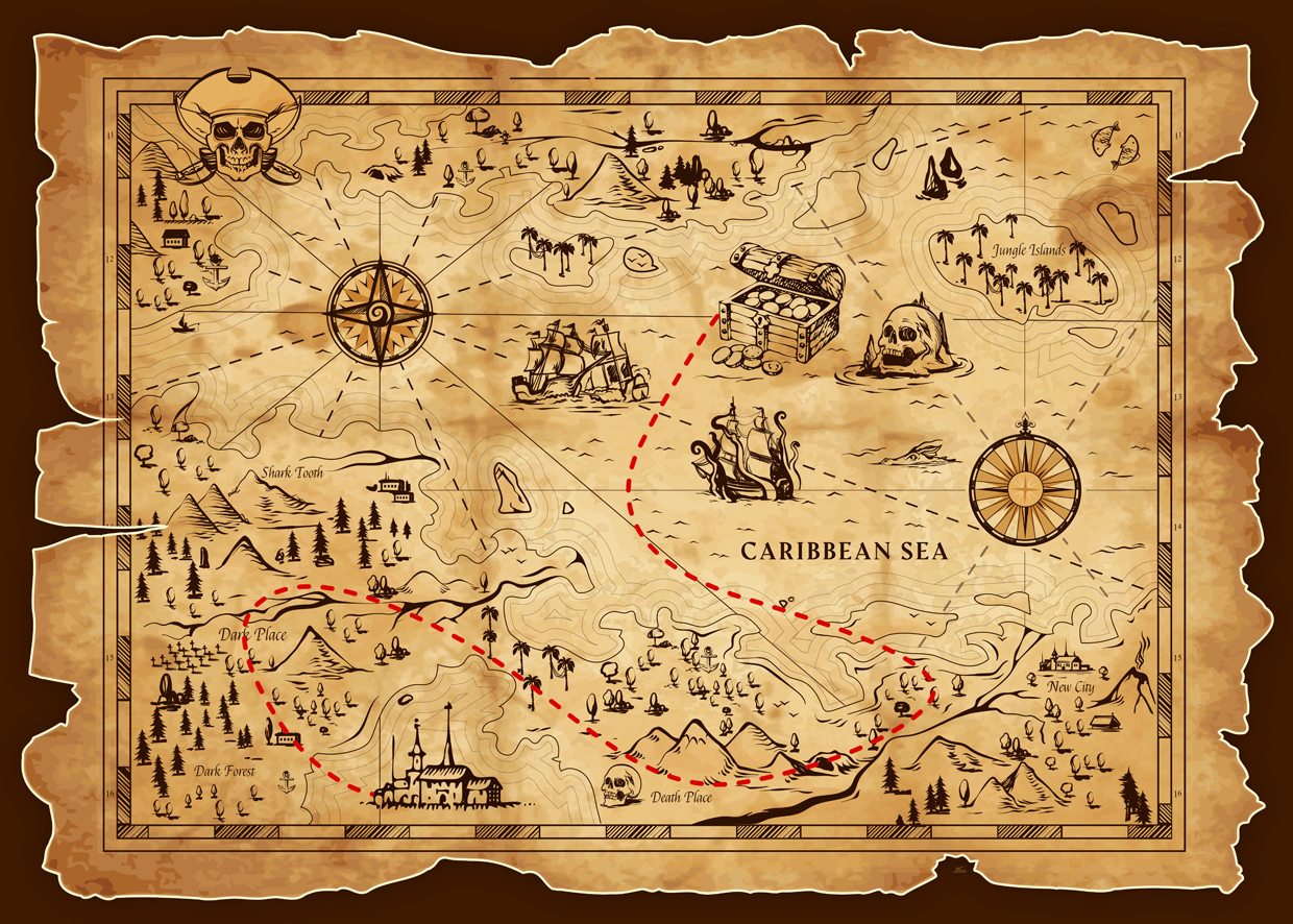 Amazon.com : WOLADA Pirate Treasure Map Backdrop 10x8FT