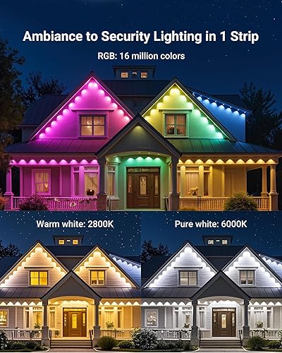 Miniatura 3 de Luces permanentes para exteriores, luces de Navidad RGBICWWPW de 100 pies con 72 LED triple, IP67 impermeable, 45 lm blanco sintonizable para