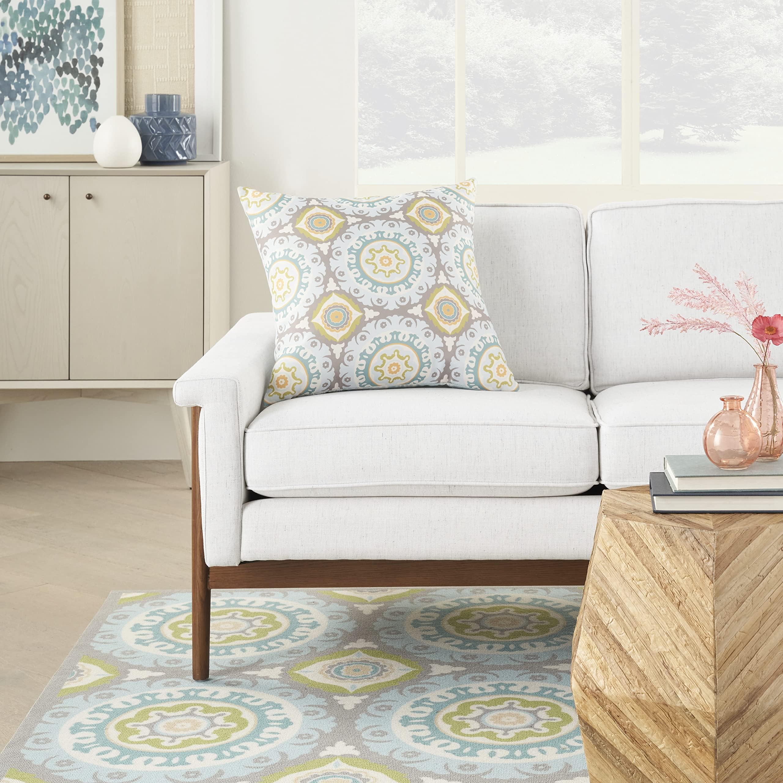 Waverly Pillows Solar Flair Washable Indoor/Outdoor Jade 20" x 20" Throw Pillow