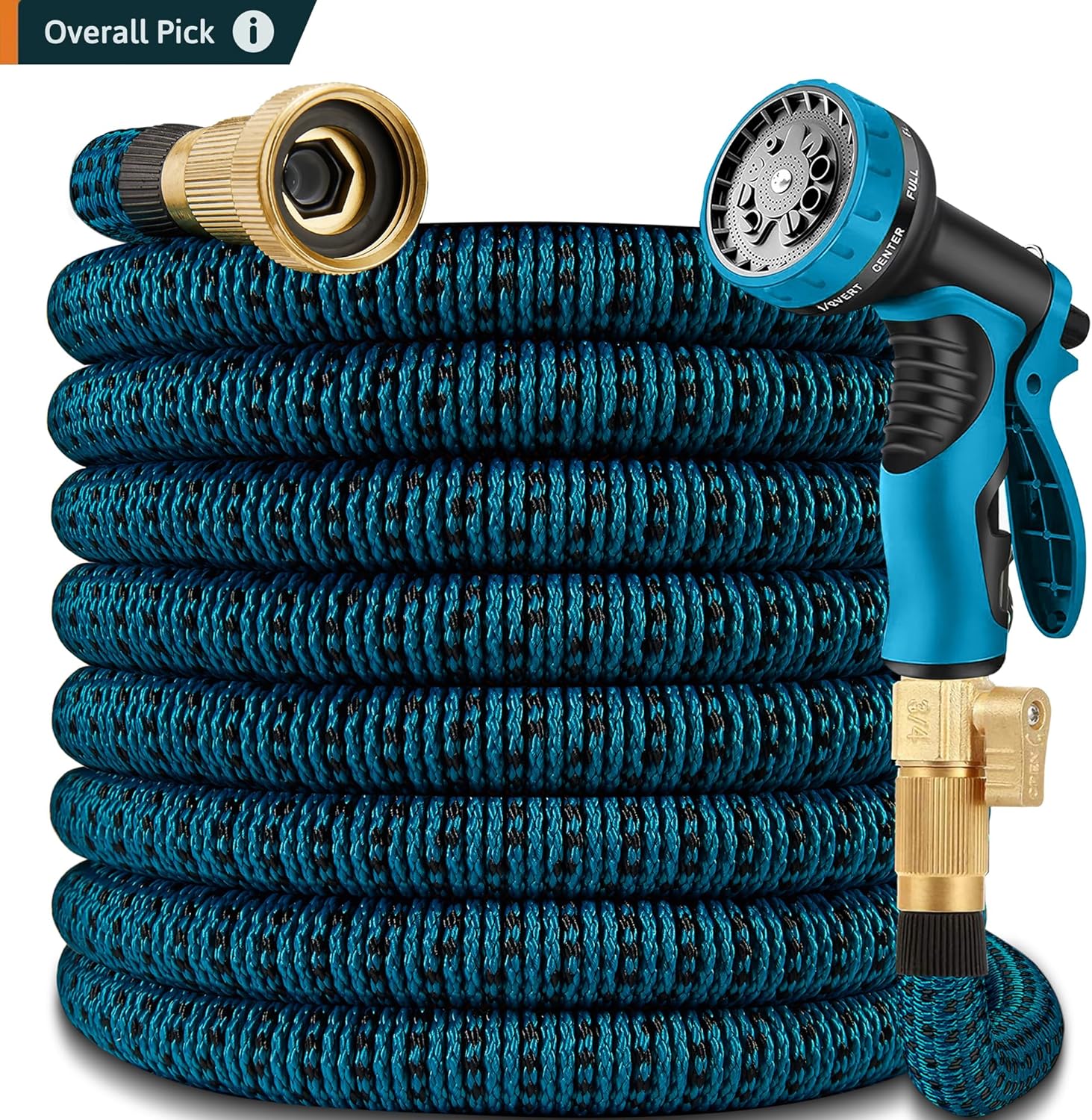 Expandable Garden Hose 50ft Water Hoses with 10 Function Spray Nozzle, 2025 New Superior Strength Flexible Hose, 3/4 Brass Connectors- Leakproof Lightweight Water Pipe for Gardening(Blue Black)