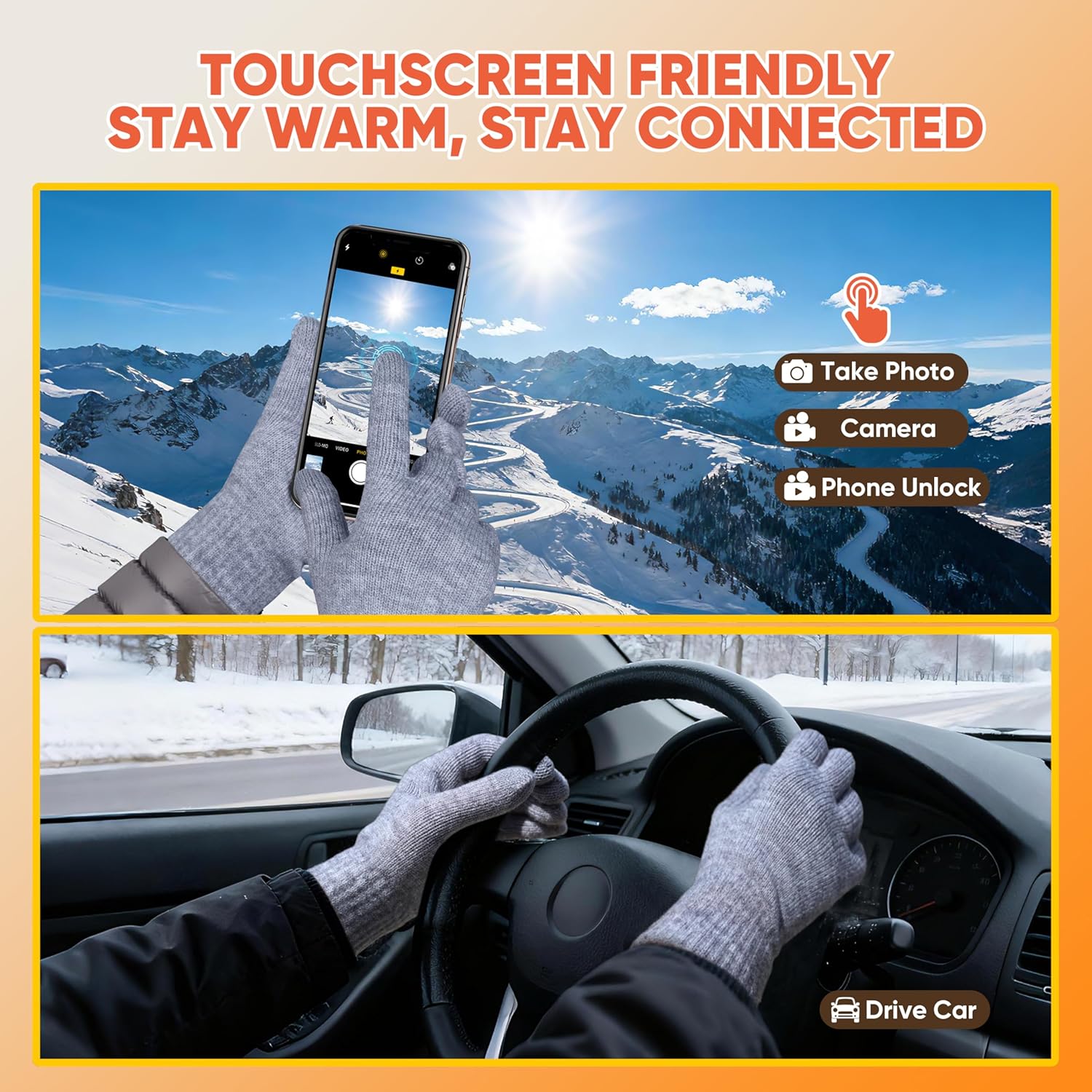 ihuan Winter Hat Scarf Gloves Warmer Christmas Gifts, Warm Knit Beanie Hat Touch Screen Gloves Set Neck Scarves for Women - Image 5