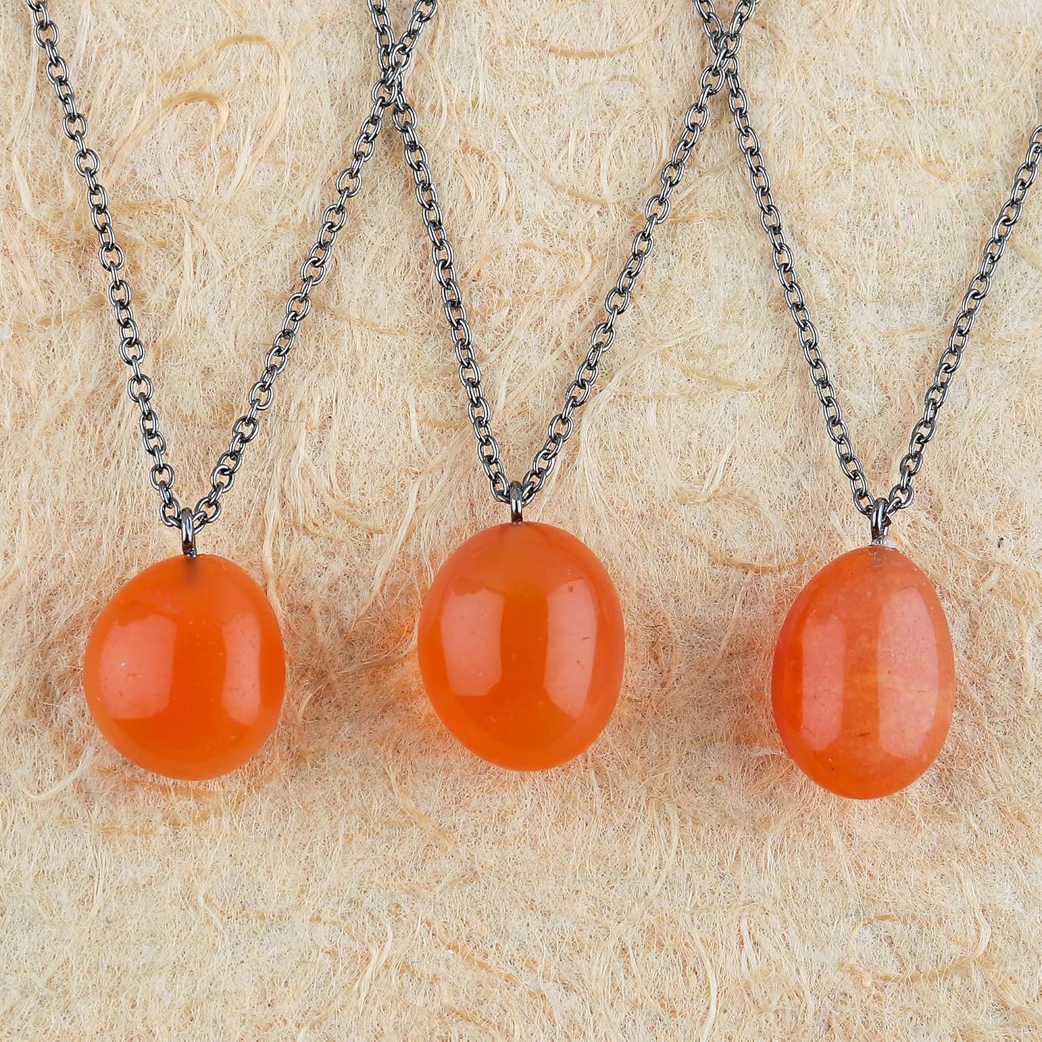 TGH Natural Carnelian Tumble Crystals Gemstone Pendant Necklace Handmade Dainty Jewelry Gift for Women Healing Crystals Birthstone 18 inch Christmas Gifts (Black Plated Brass) - Image 2