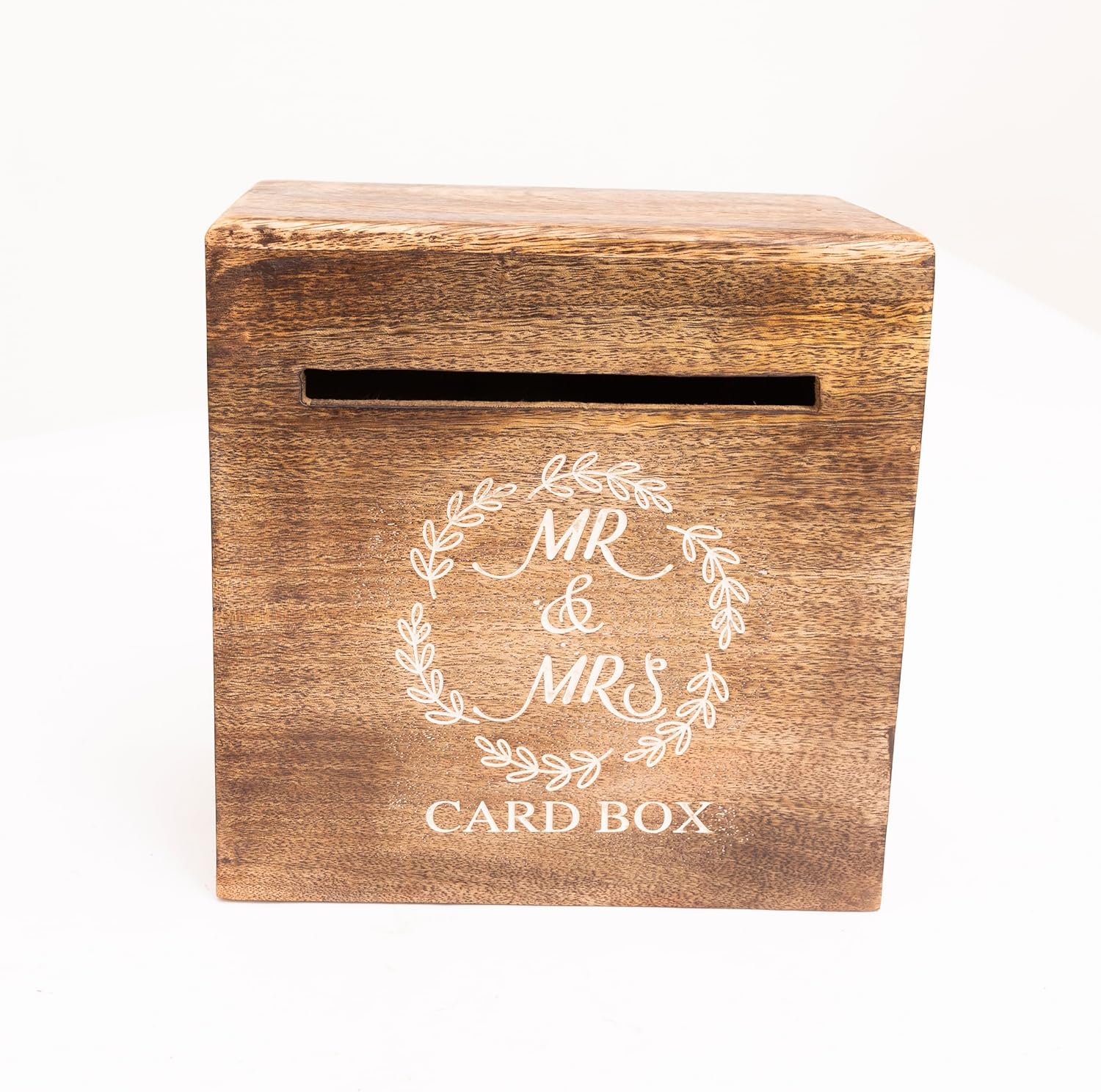 Handmade Wooden Wedding Card Box – Rustic Vintage Envelope Drop Box - Single Slot & Slide Opening, Card Holder for Money Gift, Honeymoon Fund, Wedding Reception, Bridal Shower Parties - Large