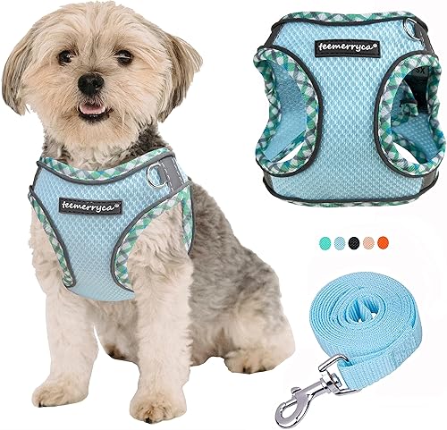 TEEMERRYCA Juego de arnés y correa para perro para todo tipo de clima, fácil de poner y quitar, arnés reflectante ajustable sin tirones para