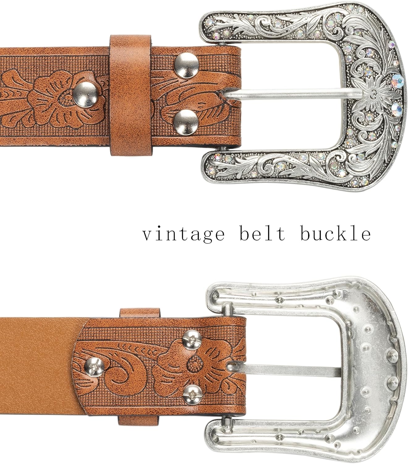Cintura Western Per Donna In Pelle PU - Fibbia Intagliata Vintage Con Punta Fine, Per Jeans O Abiti Da Cowgirl - Foto 6