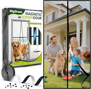 Magnetic Screen Door - Upgraded PET Mesh, Heavy Duty Screen Mesh Curtain for Sliding/Patio Door, Hands-Free Self-Sealing, Keep Bugs Out,Screen Size 38" x 82", Black