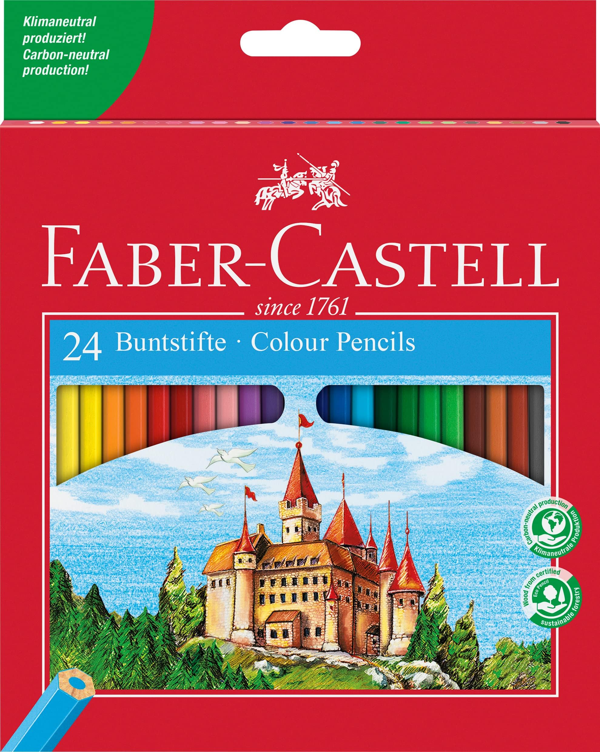 Faber-Castell S-20124 Castle Buntstifte, 24er Kartonetui, Mehrfarbig