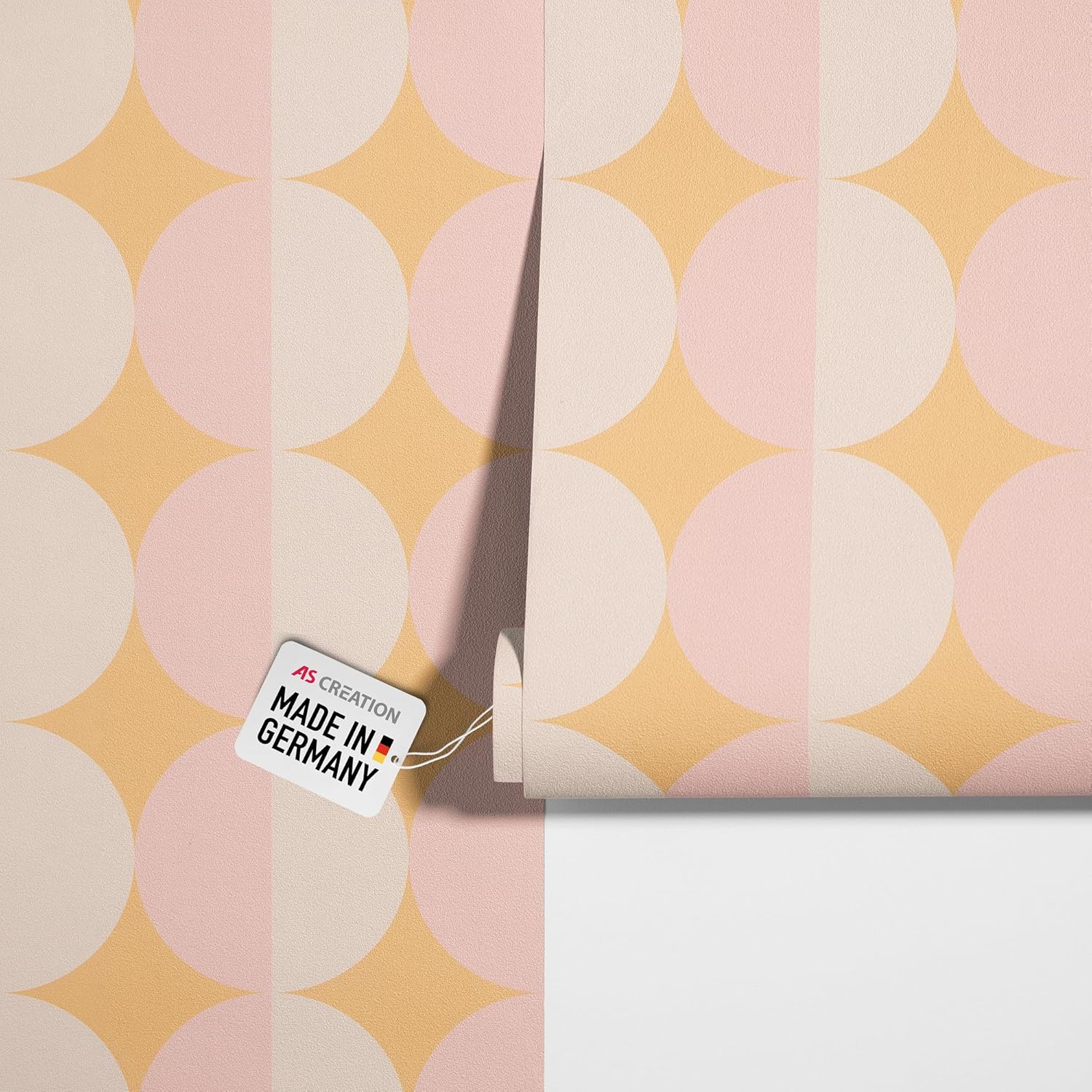 Non-woven Wallpaper Living Room Retro Pink Orange Beige Vintage Wallpaper 70s Style - 10.05 x 0.53 m