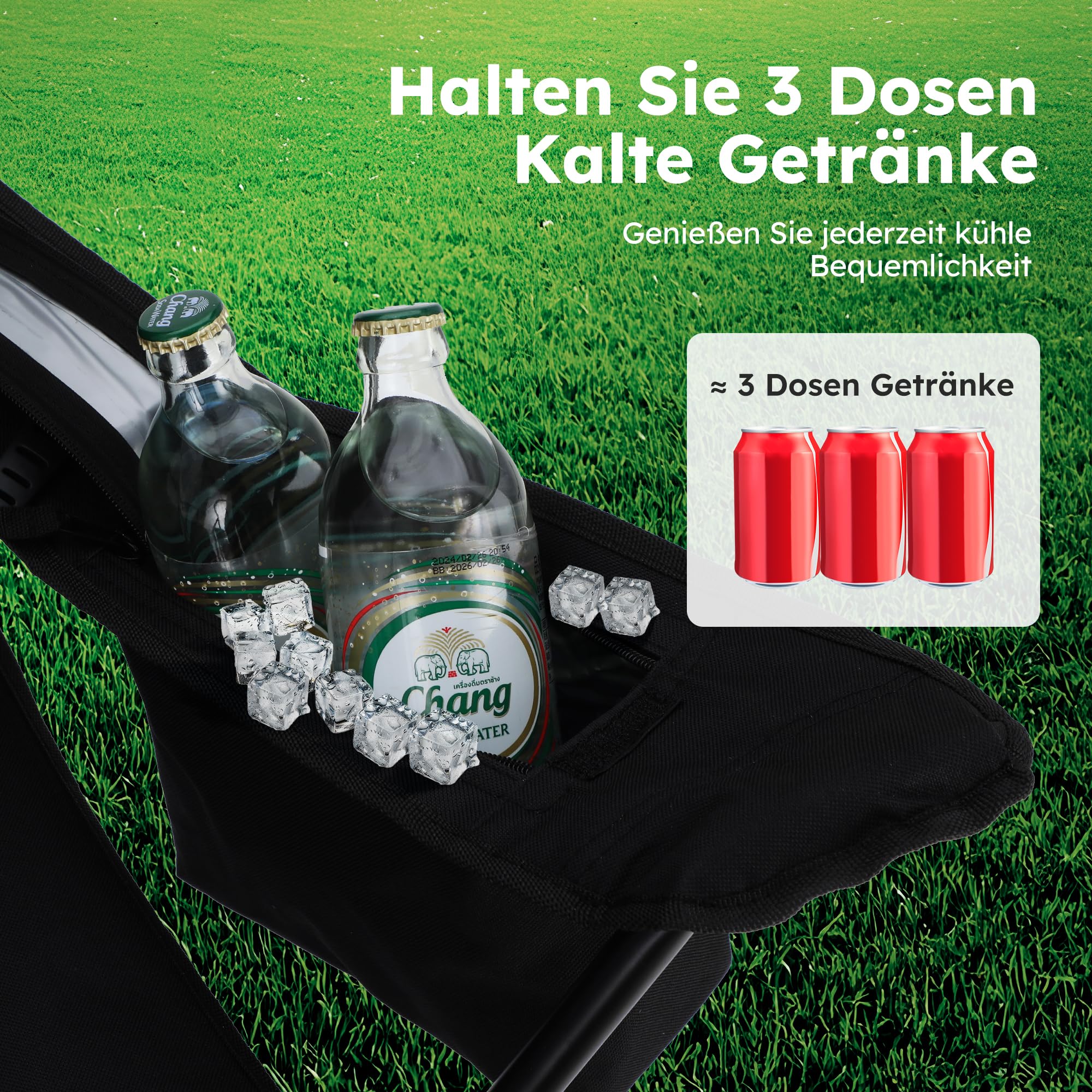 HIGH POINT SPORTS 2er Set Klappstuhl Campingstuhl Faltstuhl Komfortable Anglerstuhl mit Getränkehalter & Kühlfach, bis 120Kg Belastbar, Anglersessel klappbar Gartenstuhl Faltstuhl Relaxsessel
