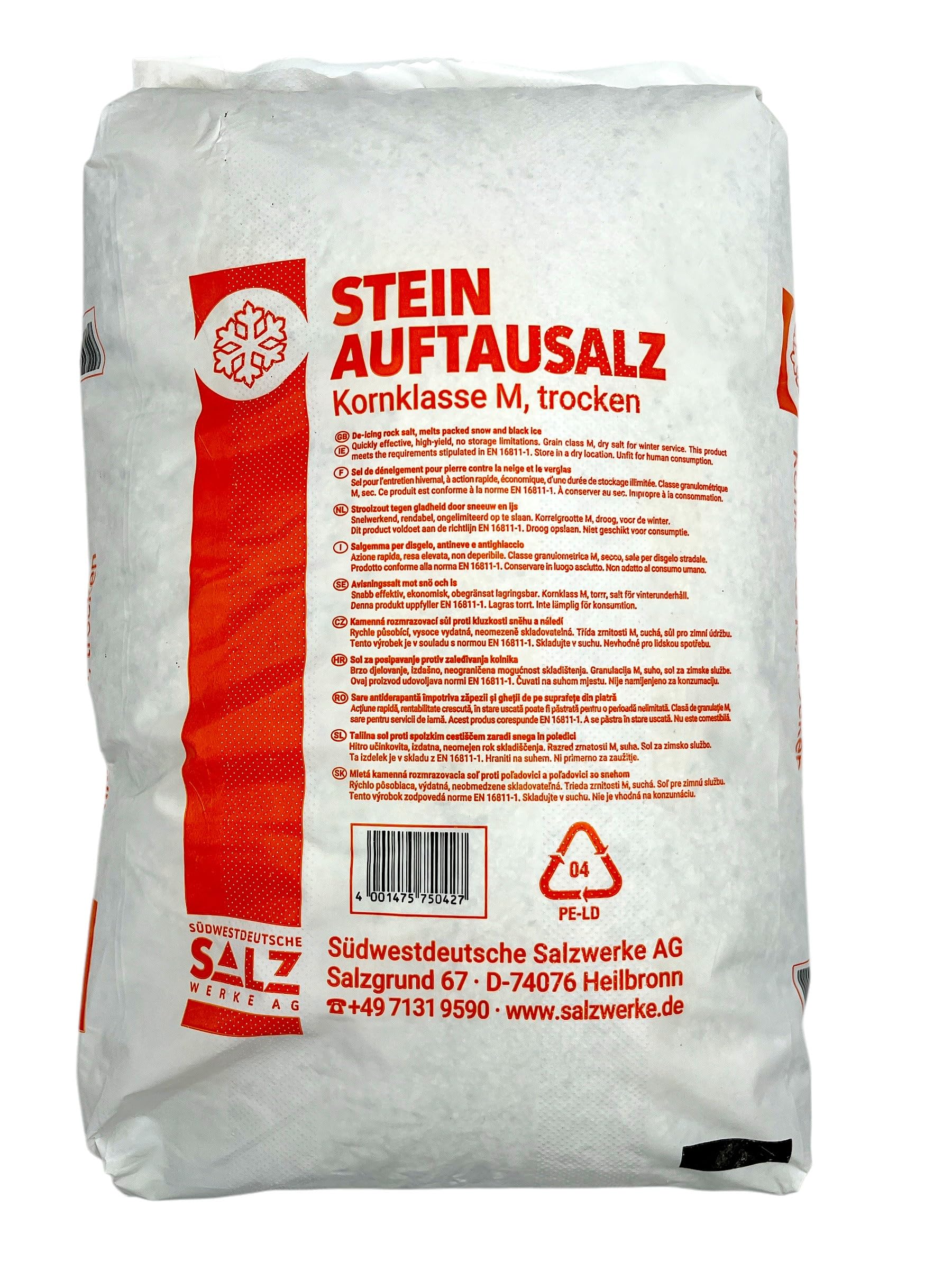 Sal para deshielo, saco de 25 kg, para servicios de invierno profesionales