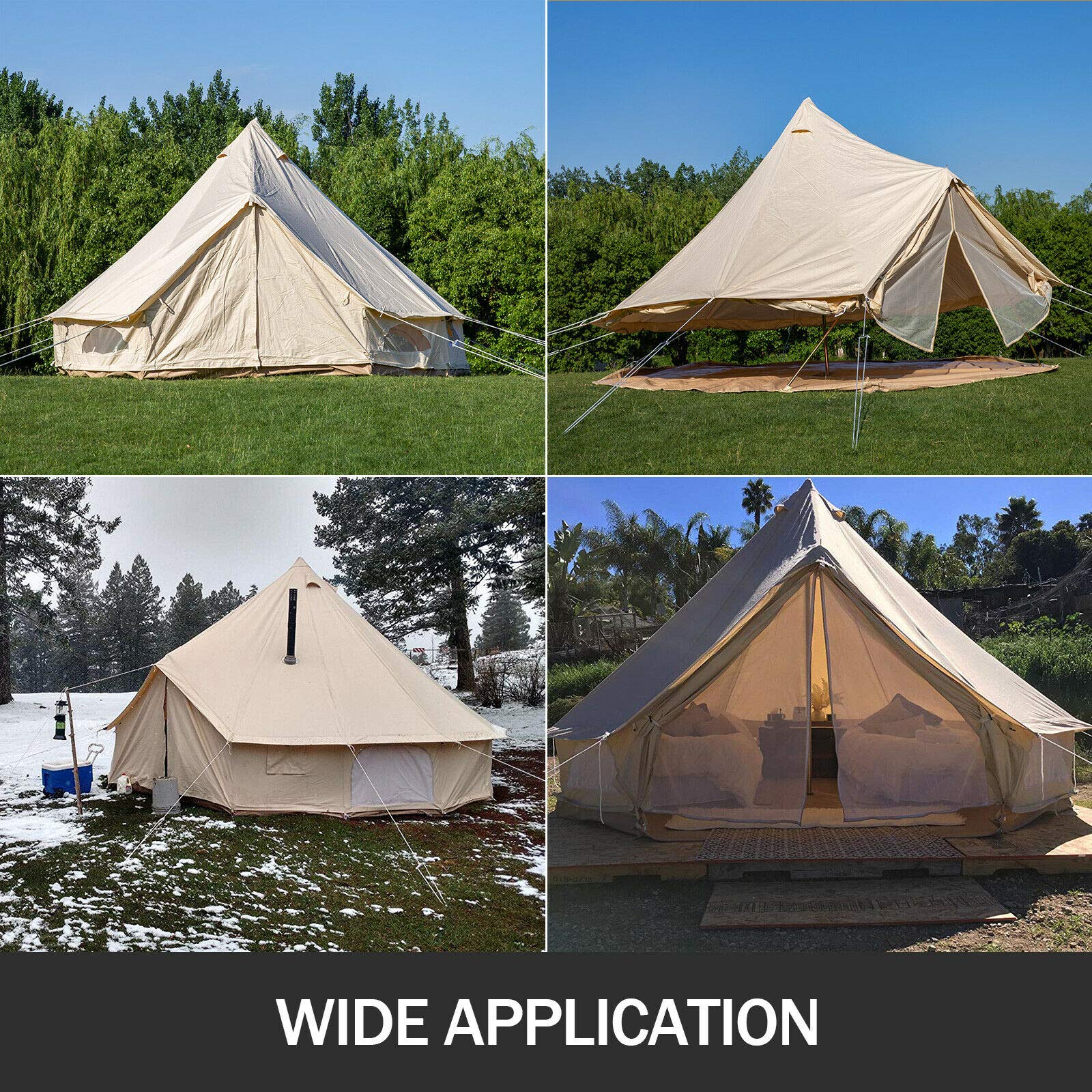 Buy BuoQua Bell Tent Canvas Tent with Stove Hole Cotton Canvas Tents