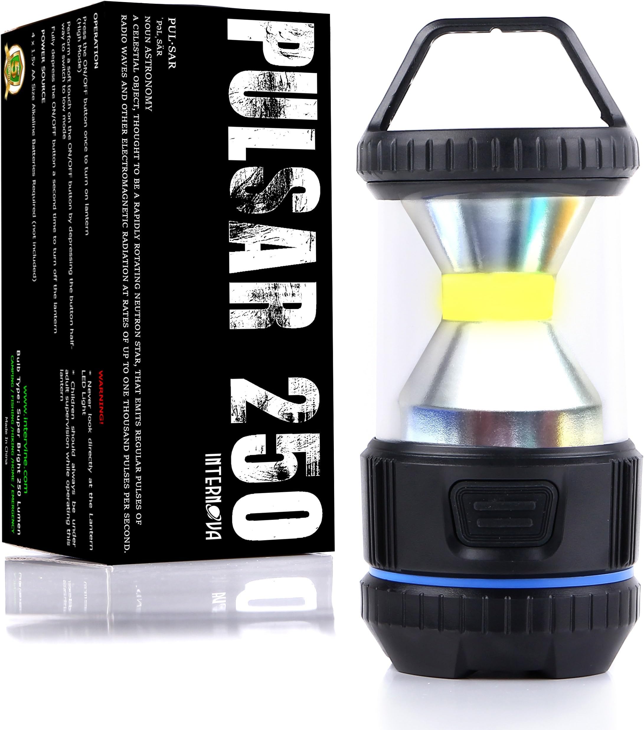 Internova Pulsar 250 Micro 360 Degree LED Camping and Emergency Lantern - The Brightest Most Versatile 360 Degree Tent Light Available - Backpacking - Hiking - Auto - Home - College