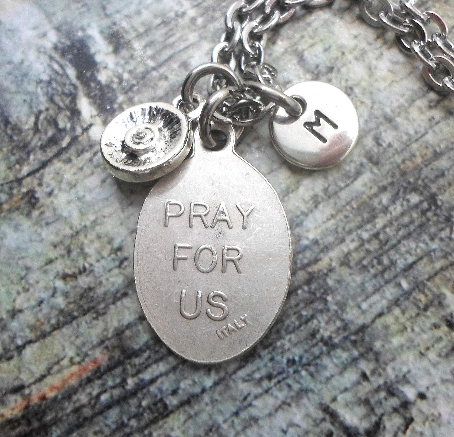 St. Cayetano Necklace, Keychain or Clip, Patron Saint of Job Seekers, The Unemployed, Crystal Pendant and Initial Charm, San Cayetano - Image 2