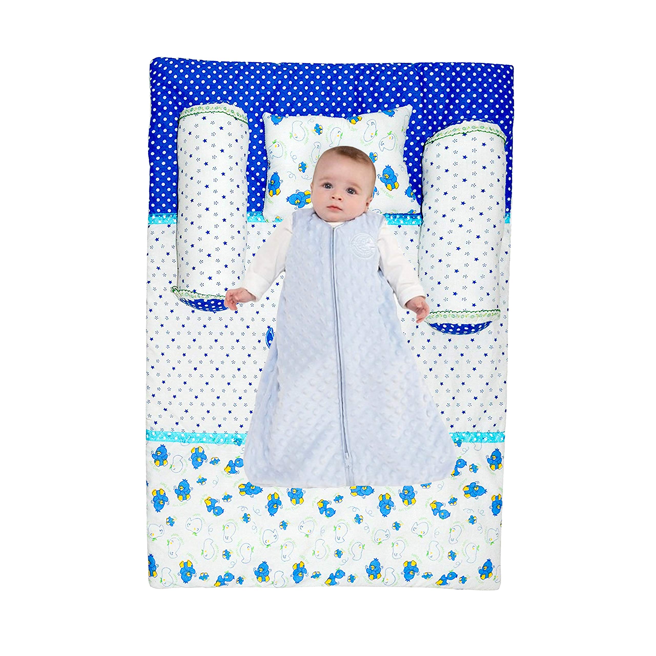 Creative Textiles Kids Combo Pack of Cotton Printed Bedding Set with Foldable Mattress (Blue, 100 X 70 Cm) Soft Cotton Material NestUltra Soft Cusioned - Image 3 thumbnail