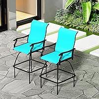 Vista 27 de LEVELEVE Juego de 2 taburetes de bar giratorios para patio, muebles de textileno para exteriores, estabilidad para todo tipo de clima (2, tela beige)