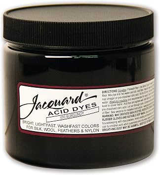 Jacquard Acid Dye 8oz Jar Burgundy - Acid Dye for Wool, Silk, Alpaca, Feathers, Cosplay Wigs and Nylon - Powder Wool Dye for Full Coverage Dyeing - Vibrant Acid Silk Dye