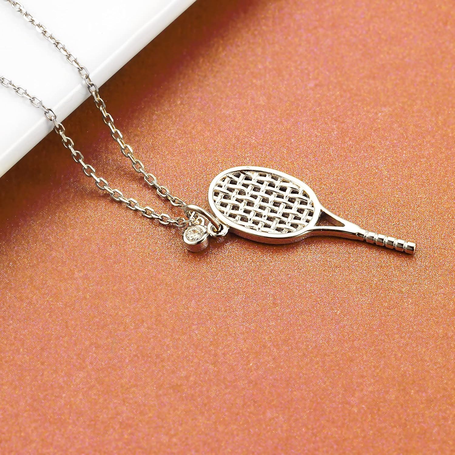 Tennis Racket Necklace for Women - 925 Sterling Silver Tennis Ball Racquet Sport Themed Pendant Jewelry Gift for Tennis Players Lovers Coach