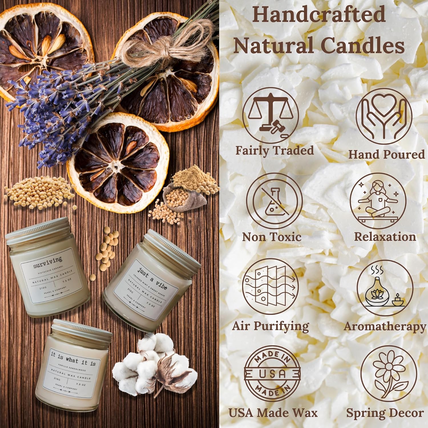 Pearl & Company Candles Clearance: Vanilla Sandalwood Scented Candle for Women, Elegant White, 50 Hr Burn, Hand Poured in MA, All Natural, Empowering Gift 7.5 oz