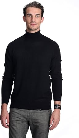 State Cashmere Men's Essential Turtleneck Sweater 100% Pure Cashmere Classic Long Sleeve Pullover