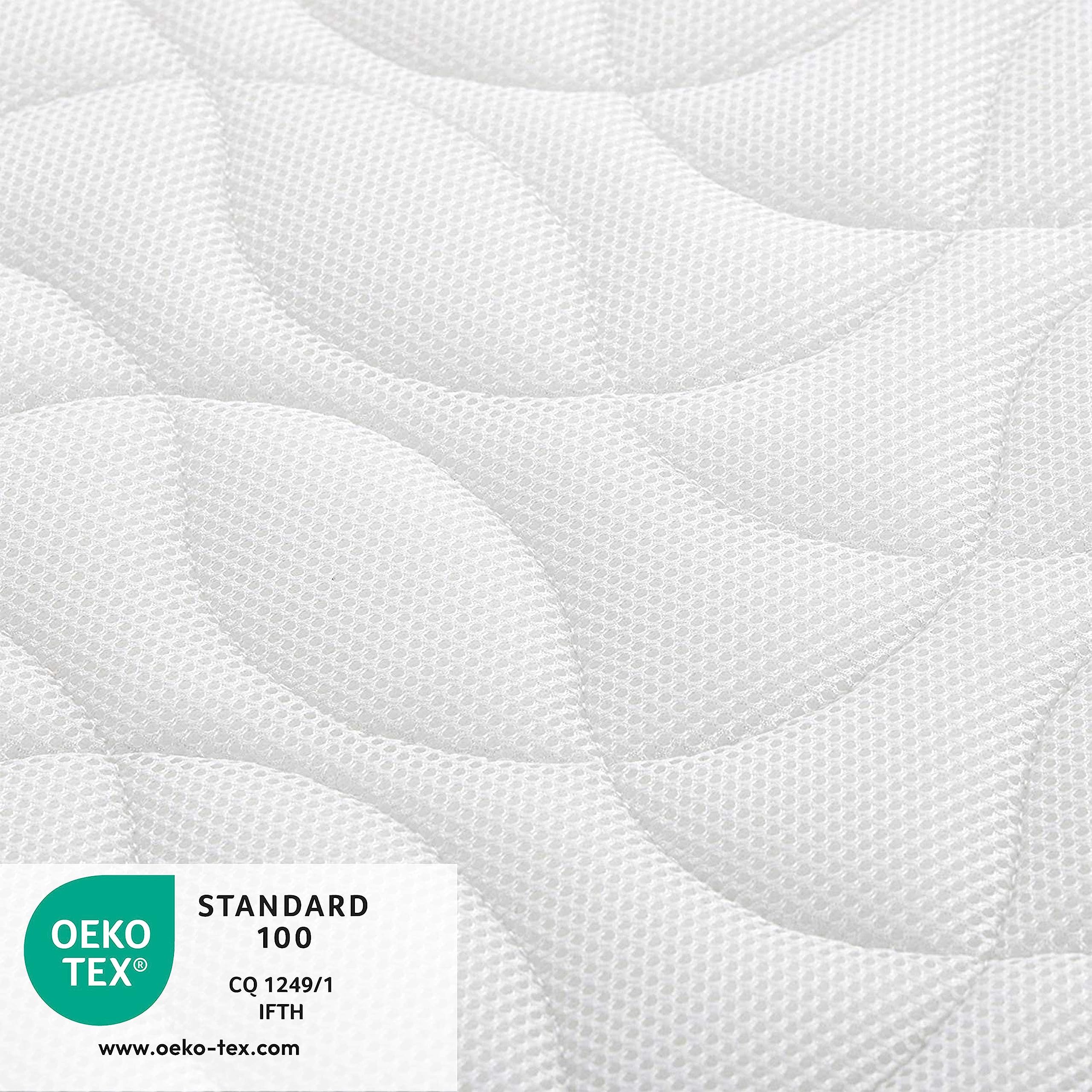 Babysom, Colchón Cuna Bebé Confort+, 70 x 140 cm, Altura 14 cm, Antiasfixia, Transpirable, Reglaje Térmico, Desenfundable, Garantía 10 años, Blanco