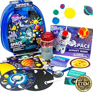 The Young Scientists Club Space Adventures Pack, STEM Kit, 13 Educational Activities, Reusable Backpack, Navigator, DIY Constellations, Card Game & More, Multi