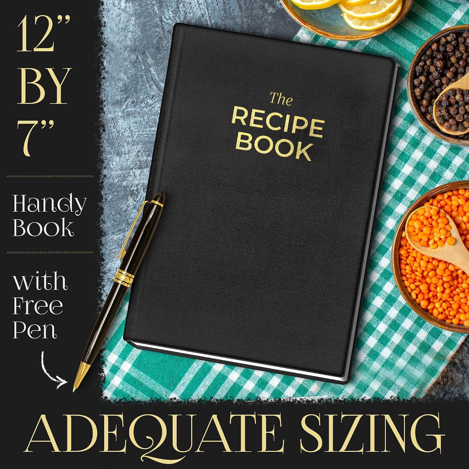 Recipe Book with a Book Stand, Includes Monochrome Gift Box, Recipes Book, Recipe Books with Gift Pencil, Beautiful Blank Cookbook to Organize Your Recipes, Recipie Book, Cookbooks.
