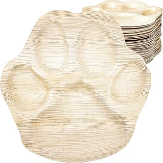25 Disposable 10 inch Paw Palm Leaf Plates - for Appetizer Dessert - Party Pack of Eco-Friendly Compostable Dinnerware