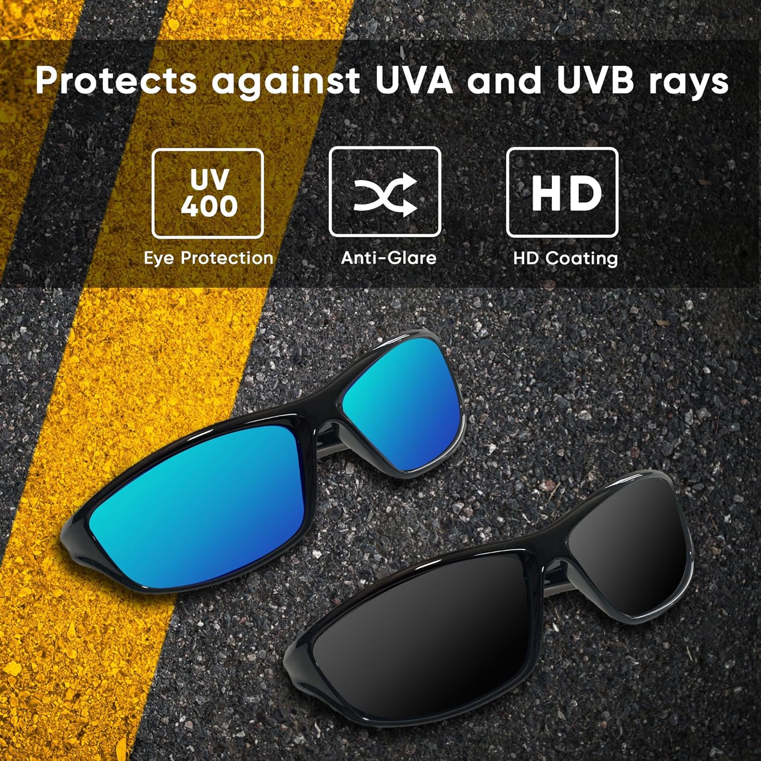 Polarized Sunglasses for Men & Women - Unisex Sports & Athletic Sunglasses for Cycling, Driving, Fishing, Running & Outdoor Activities - Lightweight Sun Glasses & Goggles with UV400 Protection