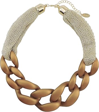 Bocar Statement Chunky Fashion Acrylic Beads Choker Cube Link Chain Necklace for Women Gifts