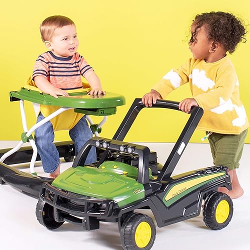 Miniatura 4 de Bright Starts John Deere 4 en 1 Gator Green Centro de actividades para bebés y andador de empuje con volante interactivo extraíble, juguete de 6