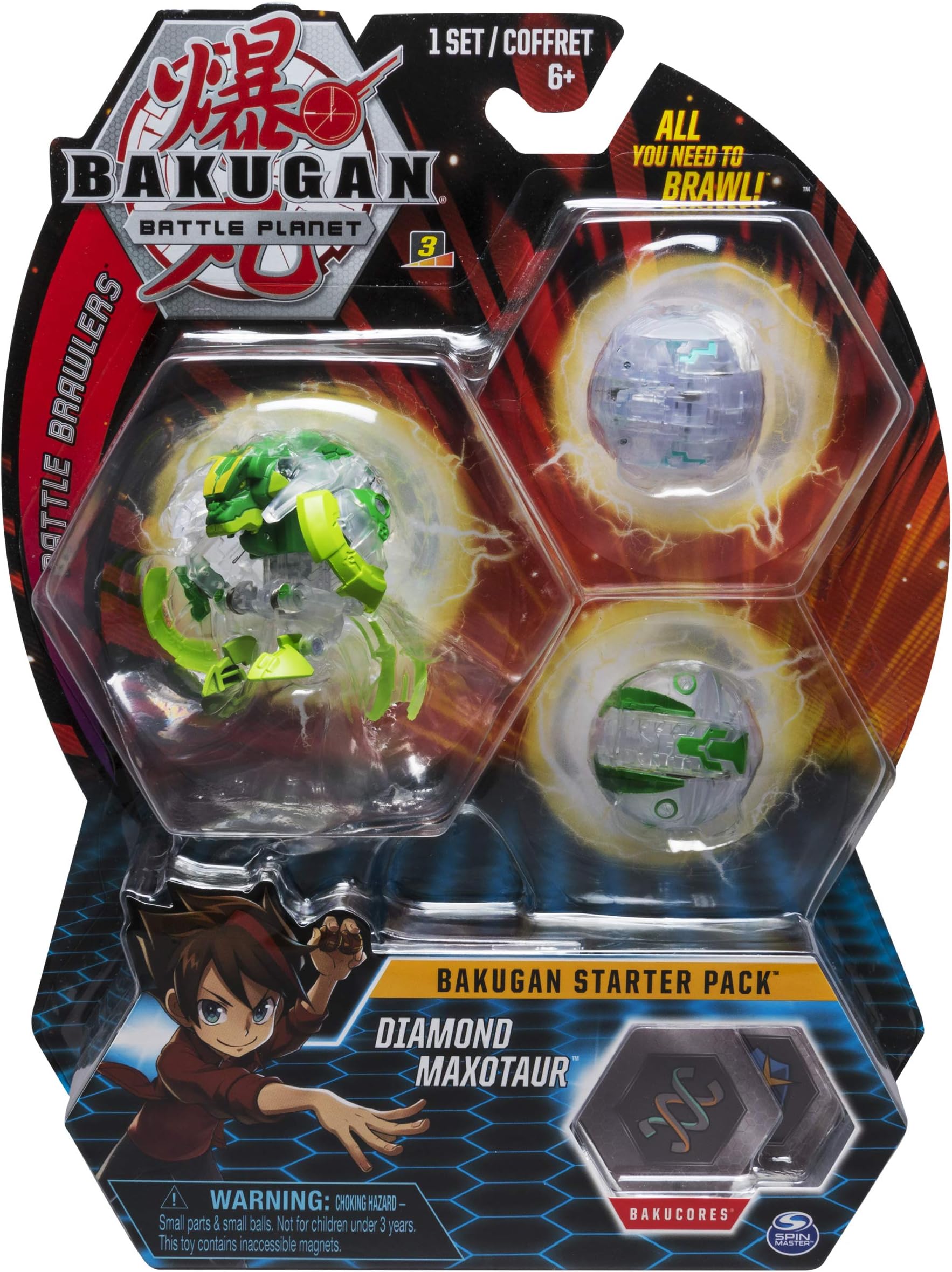 BakuganStarter Pack 3-Pack, Diamond Maxotaur, Collectible Transforming Creatures, for Ages 6 and Up