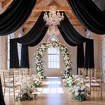 10ft20ft Black Ceiling Curtain Drapes for Weddings Parties, Wrinkle Free Polyester Draping Fabric Black Drapery for Party Tent Canopy Hotel Banquet Hall Ceiling Decor-2 Panels 520ft