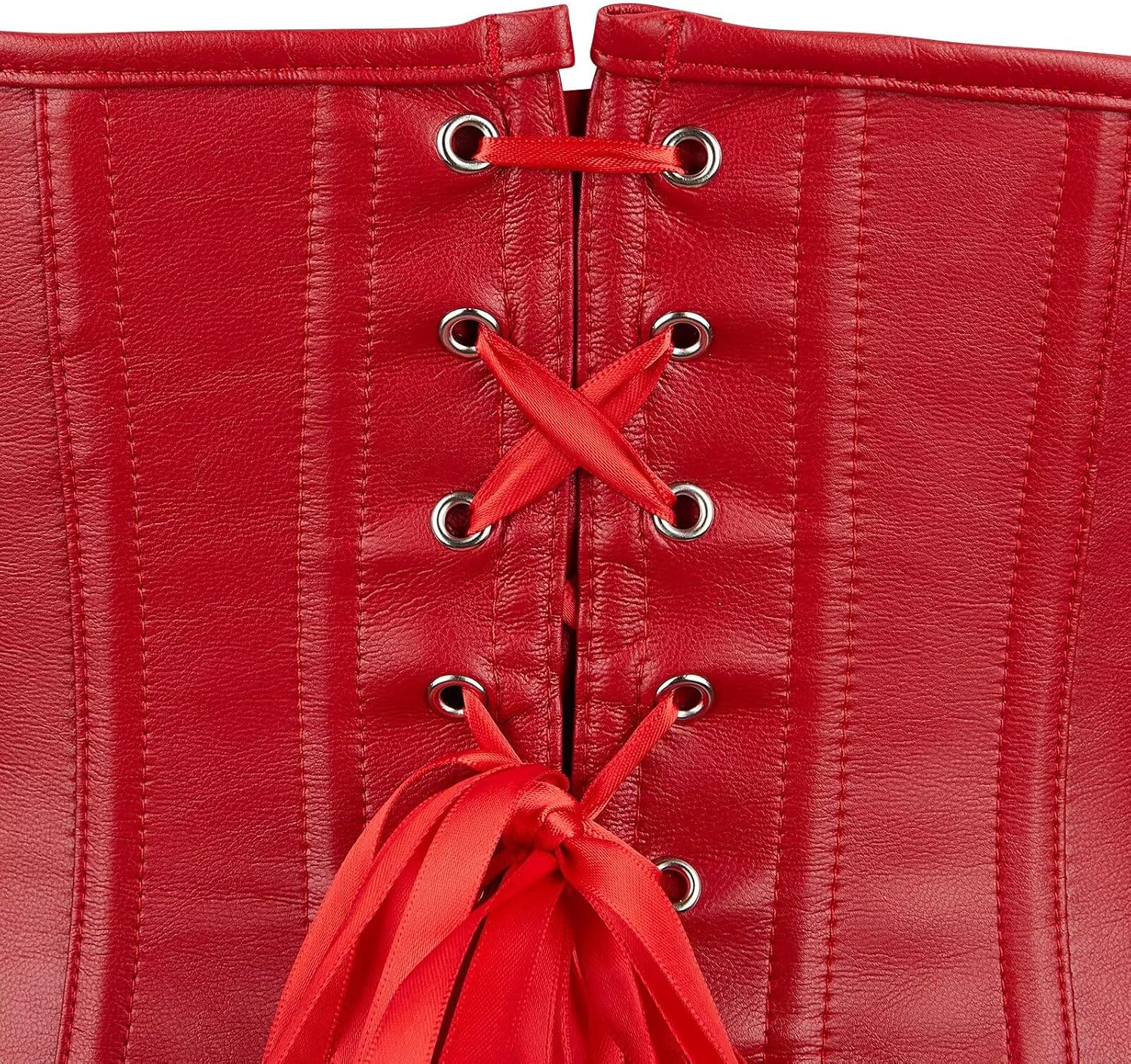 Jutrisujo Leather Corset Bustier Boned Zipper Biker Girl Costume Lingerie Women's