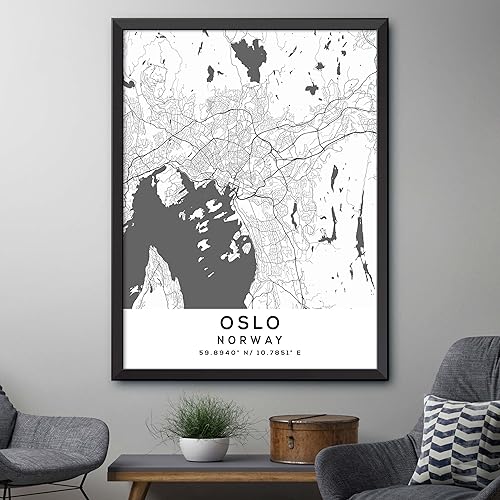 Miniatura 4 de Map of Oslo, Norway, Light 2 (8x10)