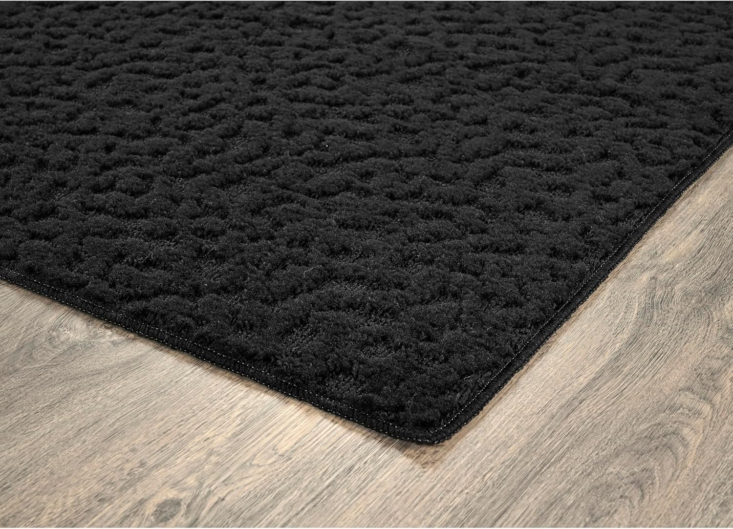 Garland Rug Ivy 3 Piece Area Rug Set (5'x7', 3'x4', 24"x60") Black Geometric Solid Color Area Rug - Durable, Stylish, and Soft Rug for Living Rooms, Hallways, Bedrooms, and High-Traffic Areas
