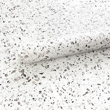 17.7inch by 118inch Self Adhesive Terrazzo Marble Vinyl Granite Peel Stick Wallpaper Counter top Paper Furniture Decorative Vinyl Stickers Dresser Drawer Shelf Liners