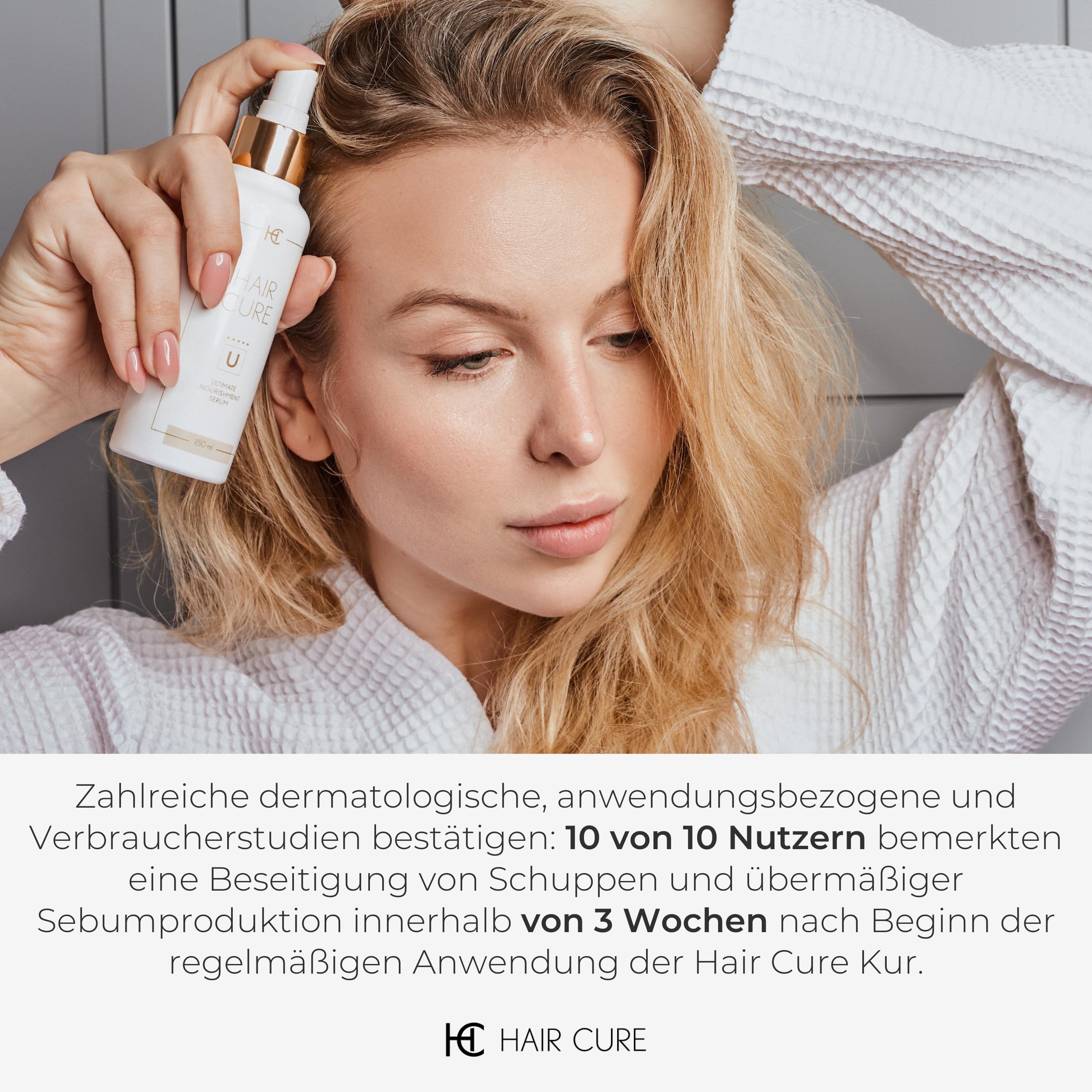 Hair Cure® Haarserum für Haarwachstum für Frauen & Männer - 150 ml - Anti Haarausfall Serum - Haarwachstum Beschleunigen Serum - 16 aktive Inhaltsstoffe & 3 Peptide