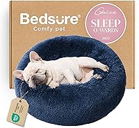 Vista 15 de Bedsure - Cama relajante para perro mediano, lavable, tipo dona, cama para gato, antideslizante, redonda, afelpada, mullida, de piel sintética